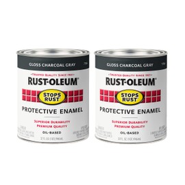 Rust-Oleum 7784502-2PK Stops Rust Brush On Paint, Quart, Gloss Charcoal Gray, (Pack of 2)
