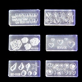 loweyuiroy Nail Acrylic Molds Kit, 6 Pieces 3D Stereo Mini Flower Carving Mold Nail Art Mould Template Silicone Mold