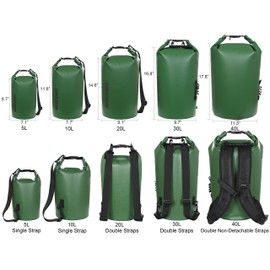 MARCHWAY Floating Waterproof Dry Bag Backpack 5L/10L/20L/30L/40L, Roll Top Sack Keeps Gear Dry for Kayaking, Rafting, Boating, Swimming, Camping, Hiking, Beach, Fishing (Dark Green, 5L)