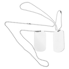 Mipcase Con Doble Placa De Identificación Y Cadena De Collar De Plata Para Uso Diario