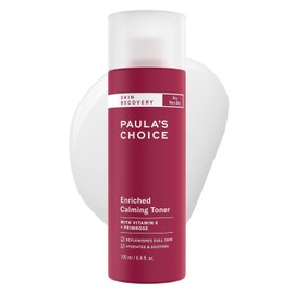 Paula's Choice Skin Recovery Calming Face Toner Contains Hyaluronic Acid, Vitamin E & Primrose to replenish hydration for the face and fragrance-free for dry and sensitive skin 6.4 ounces / 폴라가 선택한 스킨 리커버리 진정 페이스 토너 히알루론산 비타민 E & 프림로즈 함유 얼굴용 수분 공급 보충 및 피부 건조하고 민감한 프랜지런스 프리 6.4온스