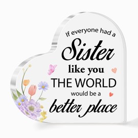 Sisters Gifts from Sister,Gift for Sister Christmas Birthday,Unique Sister Birthday Gifts Ideas,If Everyone Had a Sister Like You Quote Acrylic Heart Plaque Gift for Sisters A513