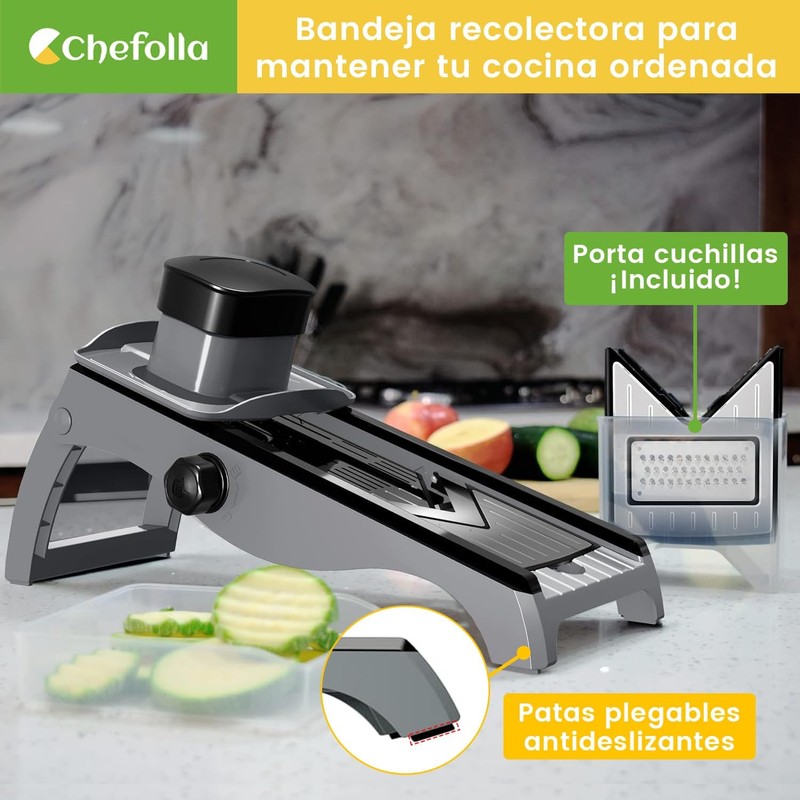 CHEFOLLA Cortador de Verduras, Rallador de Acero Inoxidable Cocina