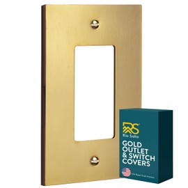 Rio Salto Forge Collection Midsize Brushed Brass Gold Rocker Outlet Cover and Light Switch Cover Wall Plates, 5" x 3.13" Heavy-Gauge Metal Decorative Light Switch Plate, 1 Pack
