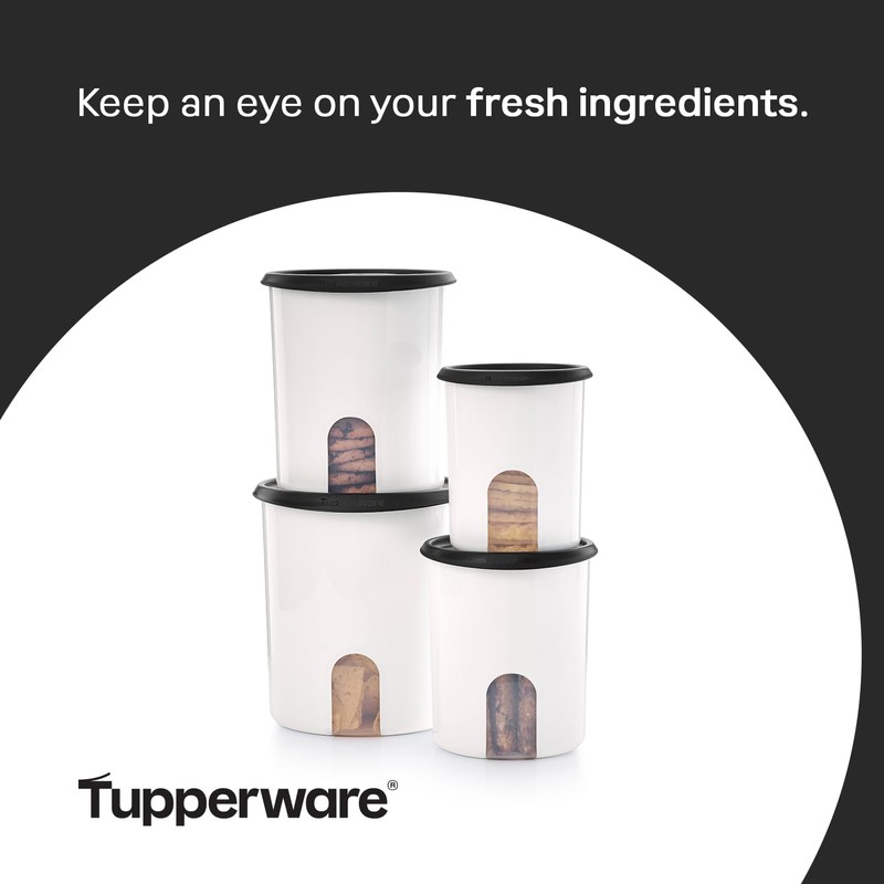Tupperware One Touch Reminder Canisters 4 Canister Food Storage Set,
