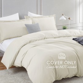 Hearth & Harbor Twin Duvet Cover Set - Soft Off White Duvet Cover Twin, Double Brushed Twin/Twin XL Duvet Cover 2 Piece with Button Closure, 1 Twin Size Duvet Cover 68x90 inches and 1 Pillow Sham