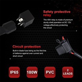 Kairiyard - Arnés de cableado de barra de luz para motocicleta, interruptor de manubrio de 14 pies, 14 AWG, 2 cables, kit de arnés de cableado universal para luz antiniebla de 480 W, 12 V, relé de
