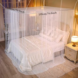 PUERHUACI Mosquito Net Bed Travel, Mosquito Net Double Bed for Hanging Bed Canopy, Canopy Bed Curtains with Hanging Hooks, Fine Mesh Bed Curtain Made of Polyester, White Mosquito Net Gazebo 180 x 180