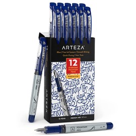 ARTEZA Disposable Fountain Pens, Pack of 12, Medium 0.9-mm Nib, Smooth-Writing Quick-Drying Blue Ink Pen, Art Supplies for Professionals, Students, and Hobbyists