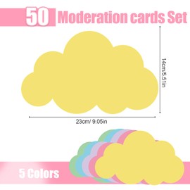Wolken Moderationskarten, 50 Stück Moderationskarten Set, 5 Farben Metaplankarten Groß Präsentationskarten, Blanko Lernkarten für Büro Schule Präsentation und Moderation - 23 X 14cm