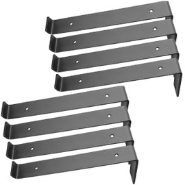 BATODA 12” Shelf Brackets with Lip (Match 11.25" Board) - 8 Pcs Z Shelf Bracket Black - Heavy Duty Hook Brackets for Shelves - Wall Mounted Support for DIY - Shelving Hardware Included (Pack 8)