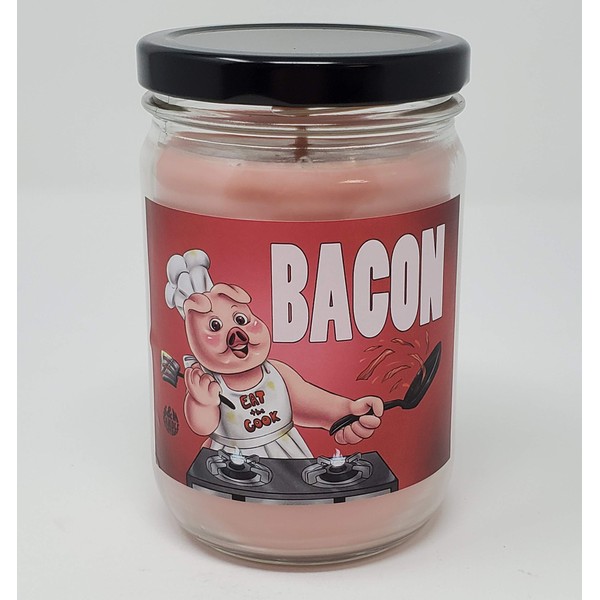 Bacon Scented Candle ~ Maple Bacon Scented All Natural Premium Soy Wax Mason Jar Candle Made in USA - S&M Candle Factory