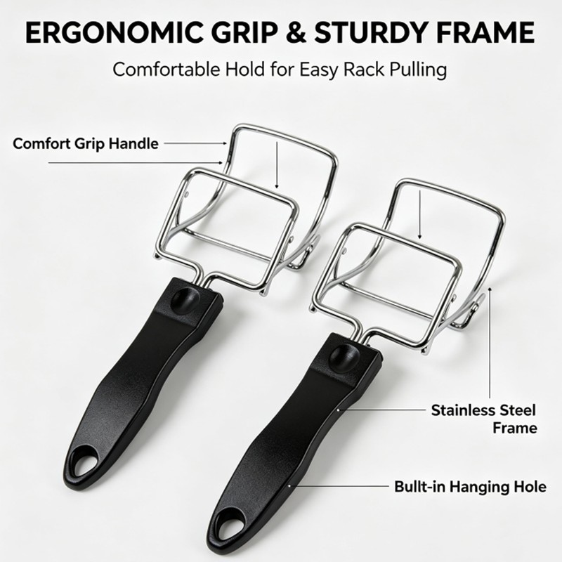 Oven Rack Puller, 2-Pack Air Fryer Tray Lifter With Black