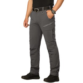 NAVEKULL Men's Lightweight Tactical Pants Quick Dry Work Cargo Pants for Men Hiking Outdoor Pants Summer Fishing Military Trousers with Zipper Pockets Grey