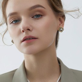 Sonateomber Gold Knot Stud Earrings for Women Teen Girls – Cute Elegant Sparkly Black Cubic Zirconia Rhinestone Love Knot Dome Earing Sterling Silver Post Hypoallergenic Bridal Wedding Prom Jewelry Gift