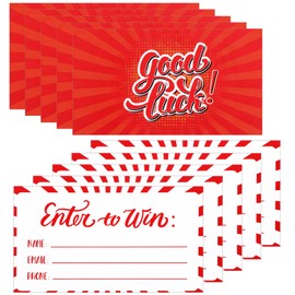 300 Pcs Enter to Win Raffle Tickets Cards 3.5 x 2 Inch Entry Form Cards for Contest, Carnivals, Raffles, Fairs, Ballot Box Raffle Drum with Space for Name, Email Address Phone Number (Red Style)
