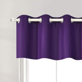 RAIN CITY Purple Blackout Valances for Windows Treatment 18 Inch Length Solid Thermal Insulated Grommet Top for Bedroom and Bathroom Curtains Valance for Small Windows 1 Panel 52X18 Inch Purple