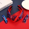 ARATLENCH Game Day Knotted Headband Red Blue Sequin Hairband Earrings