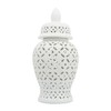 Sagebrook Home Cut-Out Daisies Temple Jar, White