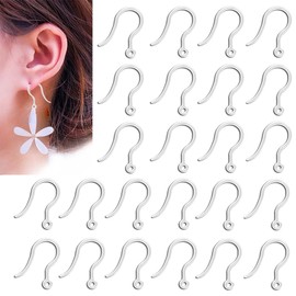 50Pairs Clear Plastic Earring Hooks Non-Allergenic Ear Wire Fish Hooks French Wire Hooks Earring Findings 15x6 mm Earrings Components for DIY Drop Earring Jewelry Making