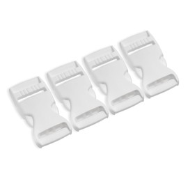 4 Pcs White Buckles for Straps 1 inch Plastic Belt Buckle 25mm Dual Adjustable No Sewing Quick Side Release Plastic Buckle Clips for Backpack Outdoor Paracord Bracelets Pet Collar Craft Accessory