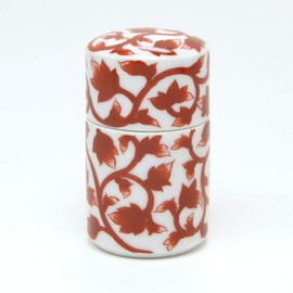 Tabletop Toothpick Holder with Lid, Arita-yaki, Red Arabesque, Ceramic, Made in Japan