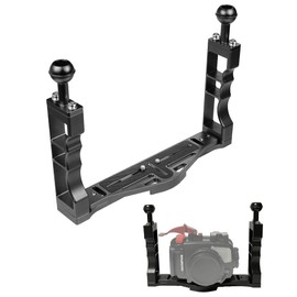 Bamboo Dive! Underwater Camera Diving Housing Arm System Grip Base System Multi-Tray System Holder with Direct Base for GoPro Olympus Canon Nikon (Double Grip, Black)