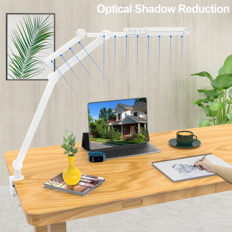 Micomlan Led Desk Lamp for Home Office, White Architect Desk