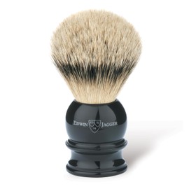 Edwin Jagger 3EJ466 Large Silver Tip Badger Shaving Brush, Imitation Ebony for use with Shaving Cream or Soap for Men