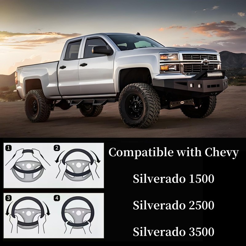 Yangday Leather Steering Wheel Cover for Chevy Silverado 1500 2500