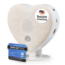 VELANI Soundbox, Bird Chirping Sound Box, Original Bird Chirping with Motion Sensor for Toilet, Nature Sounds, Sea Noise, Sauna Music (Pastel Cream White, Heart)