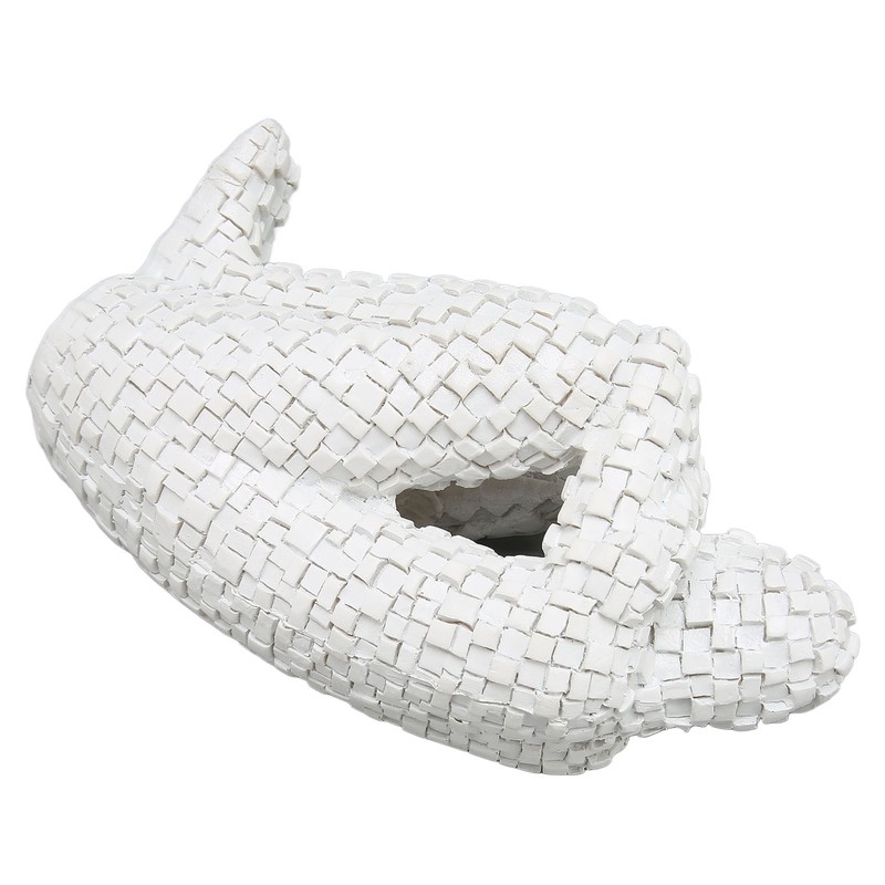 Abstract Mosaic Sculpture White Resin Eco Friendly Bookend Function Thinker