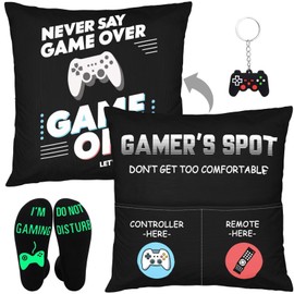 Bebomne Gamer Gifts for Teenage Boys Men, Gaming Accessories for Room, for Gamers, Game Room Decor, Gaming Pillow Case and Gaming Socks Video Game Gifts Set for Teen Boys Men Son Husband Boyfriend
