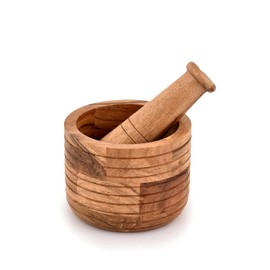 Indus Lifespace Mortar & Pestles Acacia Wood | Grinder for Herbs, Spices and Kitchen Usage, Kitchen Essentials Usage Mortar Size (Inches): 5" x 5" x 4" & Pestel Size (Inches): 6.5"