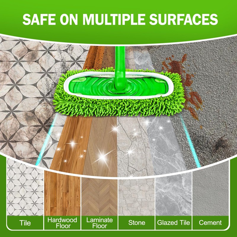 8 Pack Reusable Mop Pads Compatible with Swiffer Sweeper, Dry