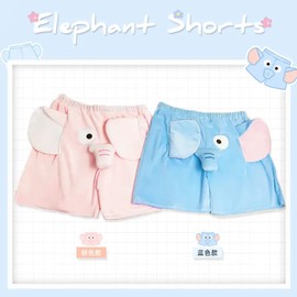 Unisex Cartoon Elephant Shorts Cute Animal Pants Big Nose and Ears, Elephant-blue, 154-220lbs