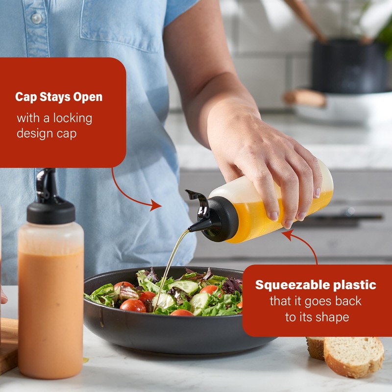 6 Pack Condiment Squeeze Bottles - 8 Oz Squirt Bottles