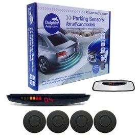 Dolphin DPS455 Reverse Parking Sensors In 32 Colours 4 Ultrasonic Radar Sensors Kit Audio & Rear Roof Mounted Display Alert System Matt & Gloss Black +30 More Colours (Matt Black)