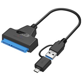 MOCOFLY Adaptador SATA a USB 3.0 / USB C Dos en Uno, Adaptador Disco Duro a USB 3.0 / Tipo C a SATA, Compatible con Unidades SSD/HDD de 2.5" （No se admite 3.5"）, Soporte para Lectura Rápida Uasp