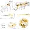 Gold Desk Accessories, Office Supplies Set with Acrylic Stapler, Tape
