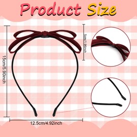 YISSION Red Satin Bow Headband for Women Girls - Bowknot Head band Thin Hairband Hair Accessories for Daily Party Cosplay