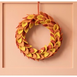 Én Gry & Sif Autumn Door Wreath, Hand-Made & Fair Trade Felt Wreath, Scandinavian Decoration, Door Wreath in Bright Autumn Colours, Diameter 31 cm