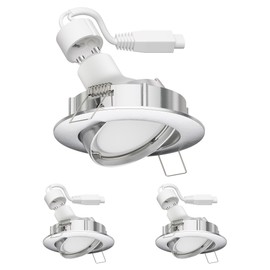 ledscom.de LED recessed ceiling spotlight DEX chrome matt swivelling GU14.742 W each 450 lm warm white round 84 mm diameter bolt circle approx. 72-80 mm diameter set of 3