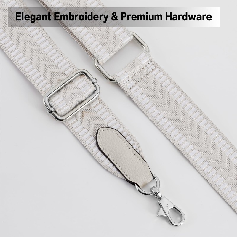 Purse Strap Replacement Crossbody, 1.5 in Wide Embroidered Canvas Shoulder