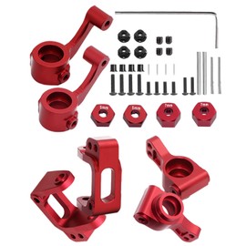 ARRCat Upgrade Part for 1/10 ECX 2WD,Alloy Caster Block&Steering Blocks&Rear Stub Axle Carriers Wheel Hex Hubs for Ecx 1/10 2WD Ruckus Axe Brutus Circuit Crush K&N Torment,RC Hop-Up Parts,Red
