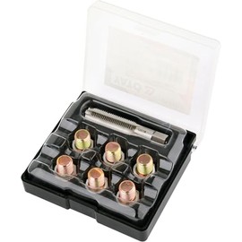 Yato Professional Oil Drain Thread Repair Kit M13 M15 M17 M20 M22 1.5mm Solid HSS Tap - Steel Includes Spare Screws and Sealing Rings (M13x1.5mm)