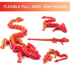 3D Printed Dragon Egg, 12 inch Crystal Dragon Fidget Toys, Full Articulated Dragon Crystal Dragon in Egg, Adults Fidget Toys for Autism ADHD (Laser Red)