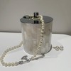UMEONEVE Luxury White Mother Pearl Storage Jar with Silver Metal