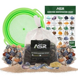 ASR Outdoor 5lb Rough Gemstone Mining Kit Geology Paydirt Classifier and ID Chart (Brazilian)