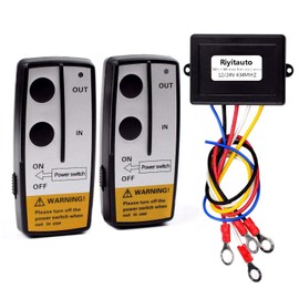 Riyitauto 12-24V Recovery Wireless Winch Remote Control Kit for Car Truck Jeep ATV SUV Handset Switch Controller 100 Feet Wireless Remote for Winch